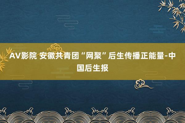 AV影院 安徽共青团“网聚”后生传播正能量-中国后生报