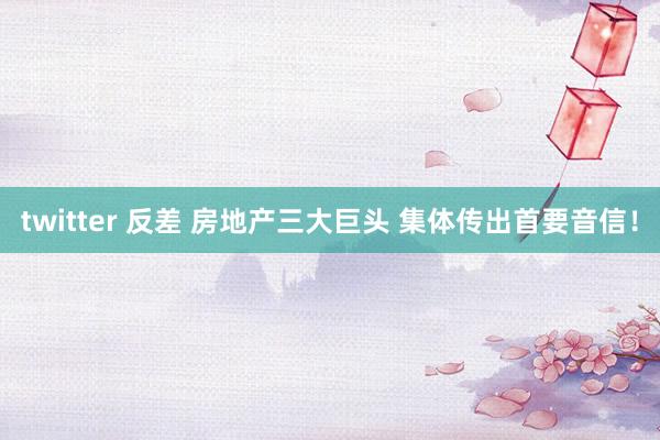 twitter 反差 房地产三大巨头 集体传出首要音信！